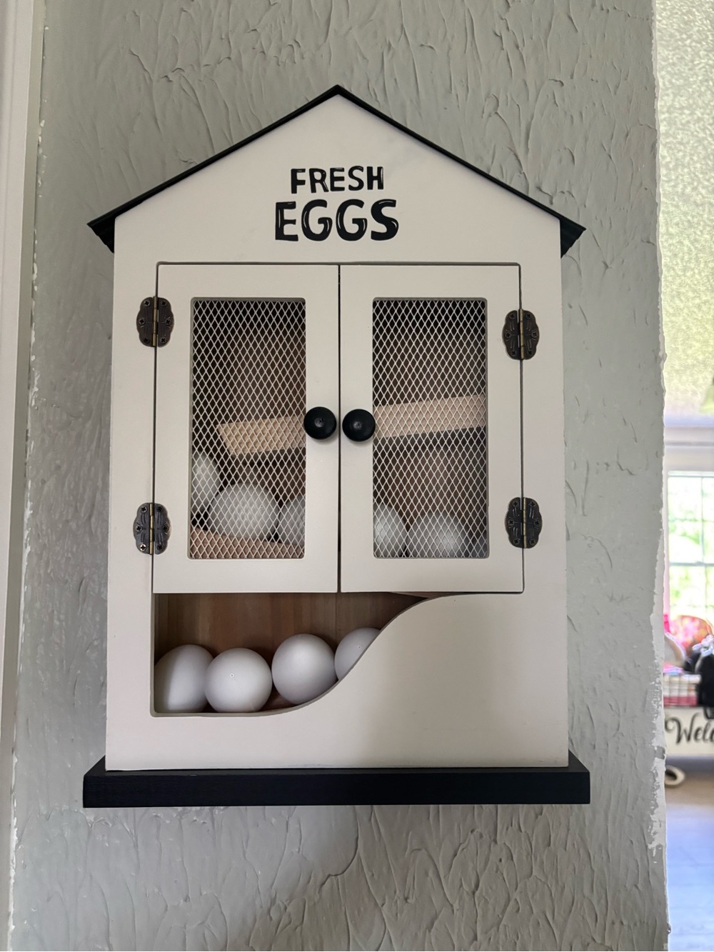 Fresh Eggs Wall-Mounted Egg Storage Cabinet - White and Black